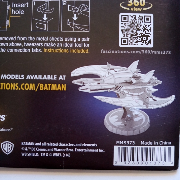 Metal Earth BATMAN BATWING 3D Metal Model Kit MMS373 Ages 14+ 2016 360 View - Picture 7 of 7